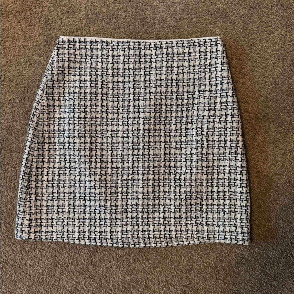 LOFT Houndstooth Sequin Skirt